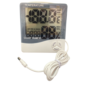 TERMOMETRO DIGITAL CON HIGROMETRO RELOJ EXTERIOR -50 A 70 C